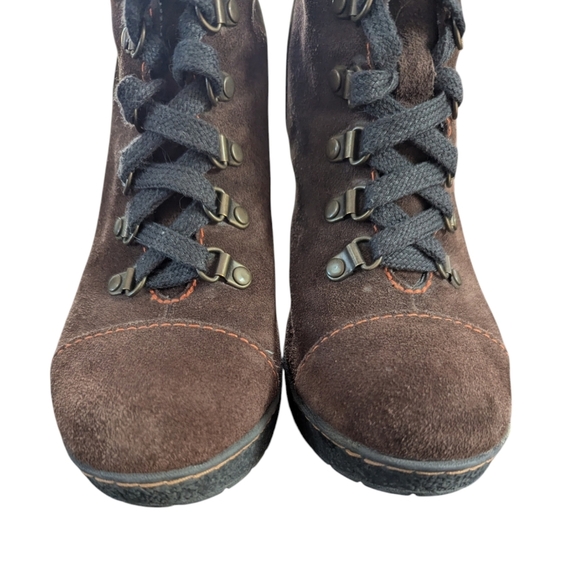 Boc By Born Brown Suede Lace Up Ankle Boots 6.5 Booties Preppy Neutral Combat - Picture 3 of 8